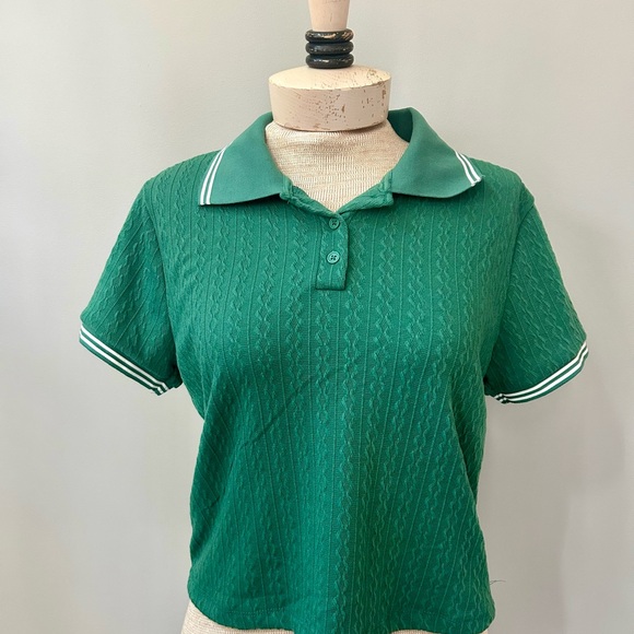 Green Polo Collar Women's Top - Picture 1 of 4